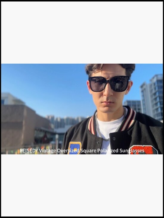 Oversized Polarized Sunglasses with UV400 Protection, Square Frame main image 6